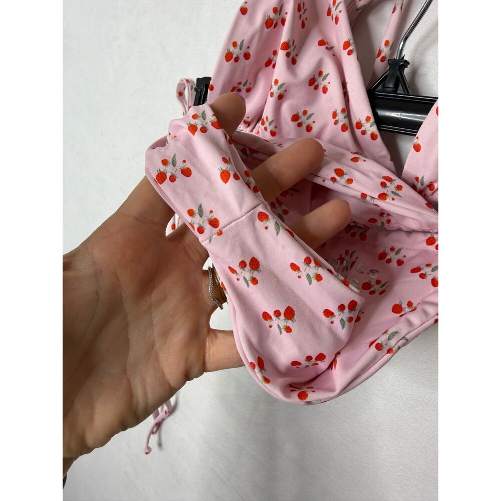 Frankie's Bikinis Pink Strawberry Shortcake Bikini Set Triangle String Tie Small - Picture 4 of 6